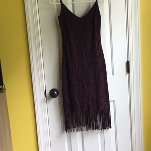 Maroon lace tassel dress